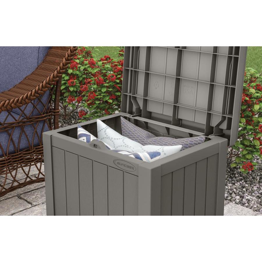 Suncast 9.44-in L x 19.313-in 22-Gallon Gray Plastic Deck Box in the ...