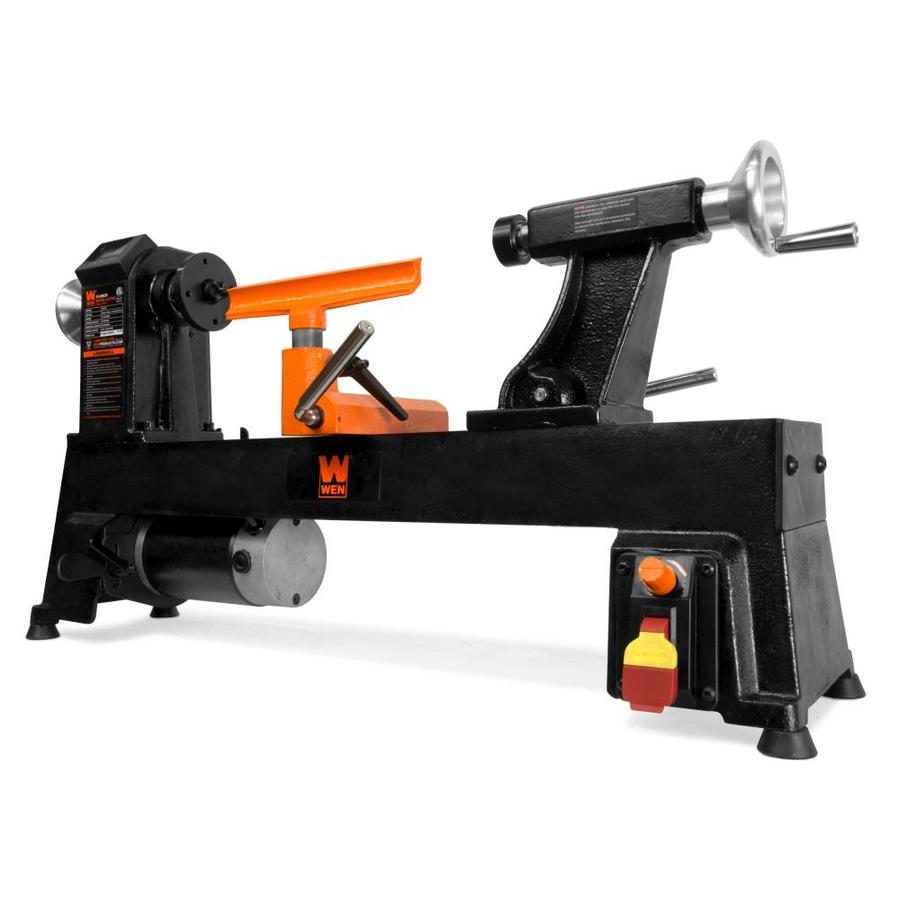 WEN 12-in by 18-in Variable Speed Cast Iron Wood Lathe in 