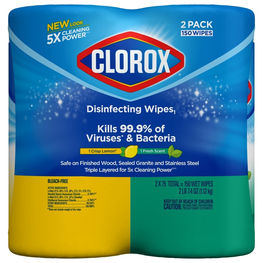 Clorox Disinfecting Wipes 2 Pack 150 Count Fresh Lemon