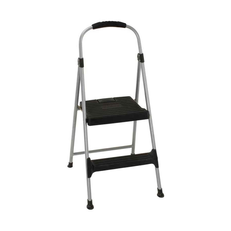 Cosco 2-Step 225-lb Capacity Silver Steel Foldable Step Stool in the ...