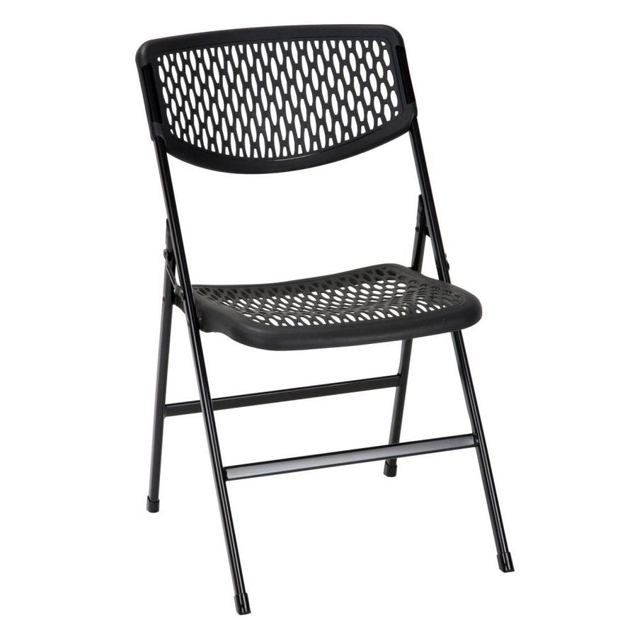 Cosco Indoor Black Plastic Mesh Standard Folding Chair at