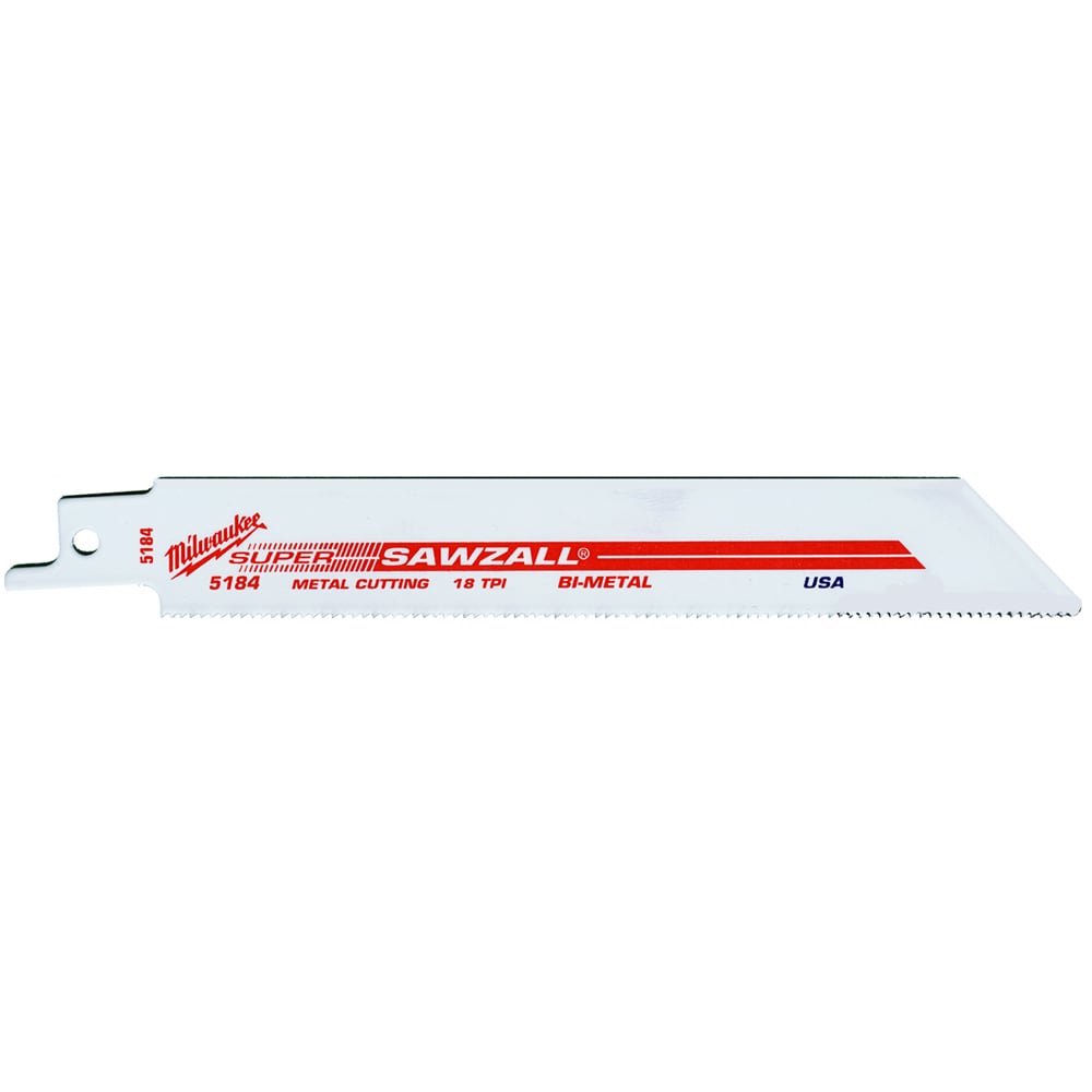 MilwaukeeÂ® 48-00-5184 6" 18 TPI Super Sawzall Bi-Metal Blade (5 Pack)