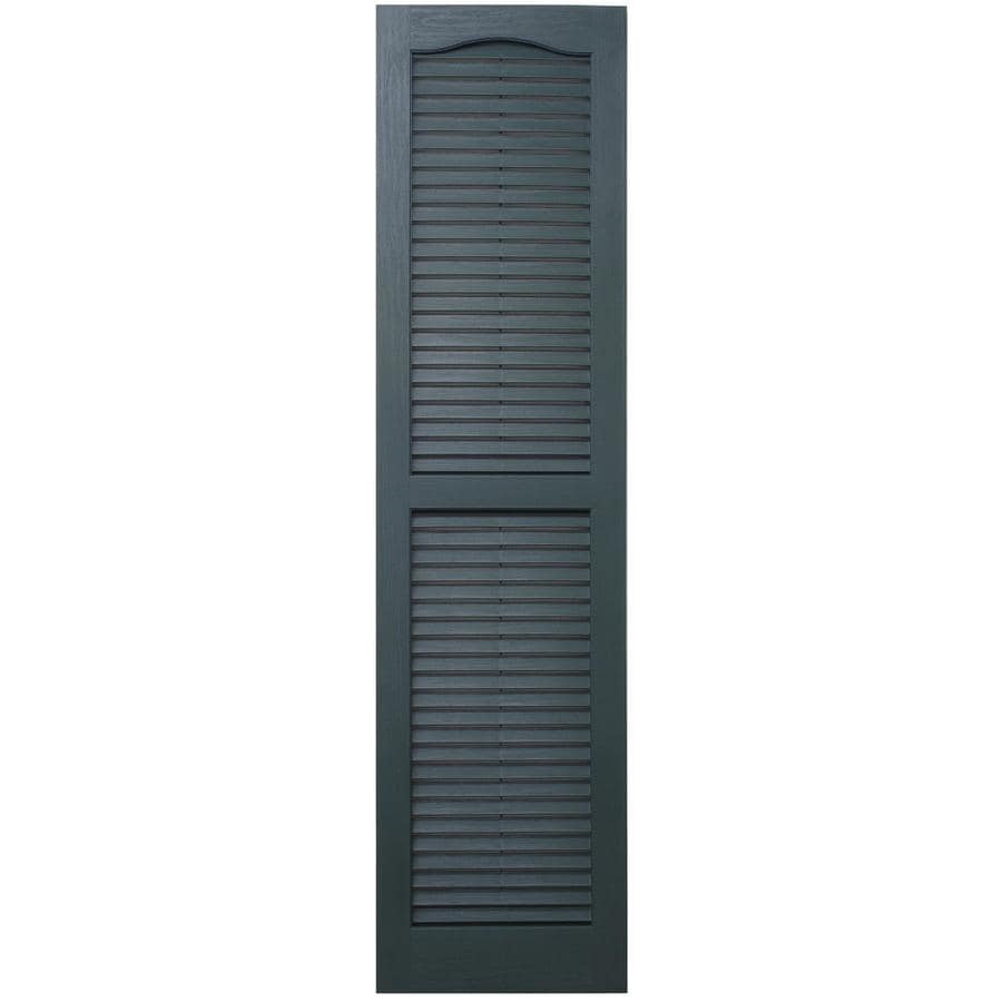 Severe Weather 2-Pack Heritage Green Louvered Vinyl Exterior Shutters (Common: 15-in x 35-in; Actual: 14.5-in x 34.5-in)