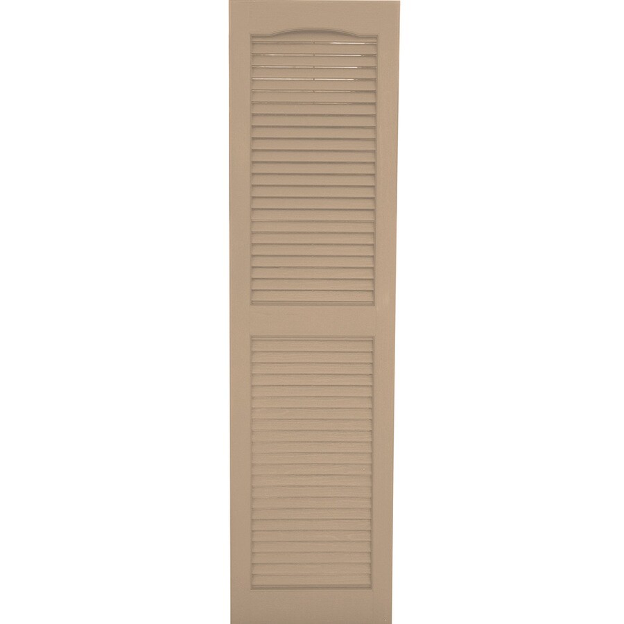 Severe Weather 2-Pack Sandstone Louvered Vinyl Exterior Shutters ...