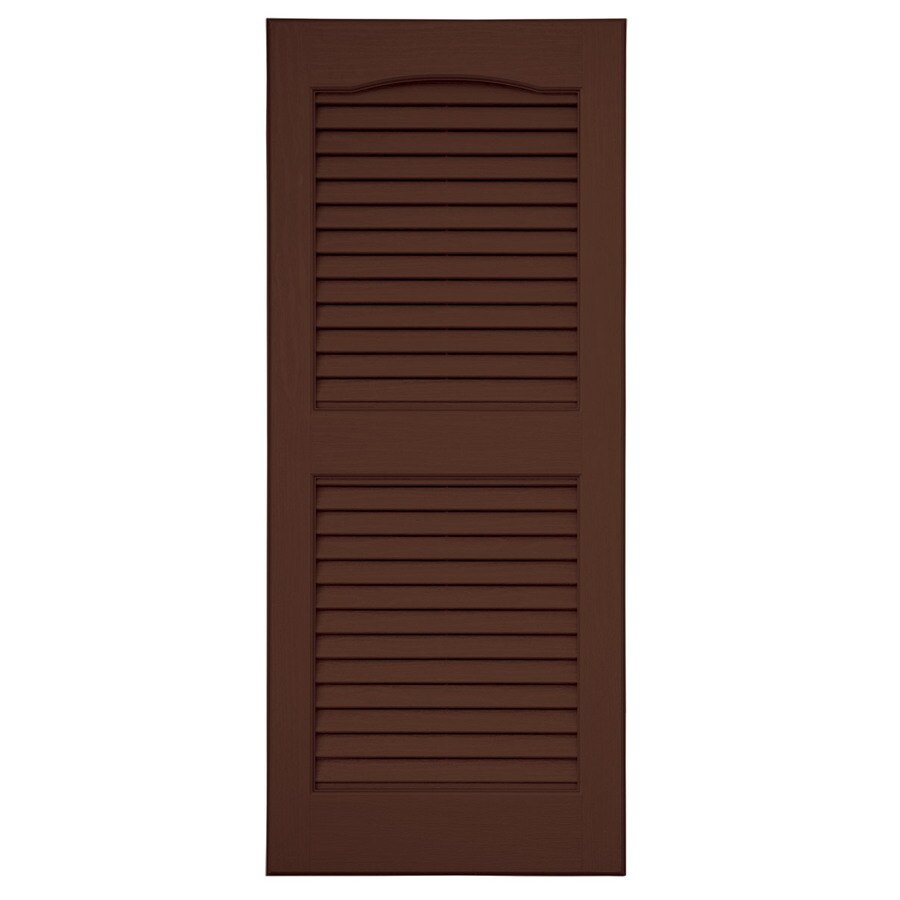 Severe Weather 14.5" x 46.5" Brown Louvered Vinyl Exterior Shutters at