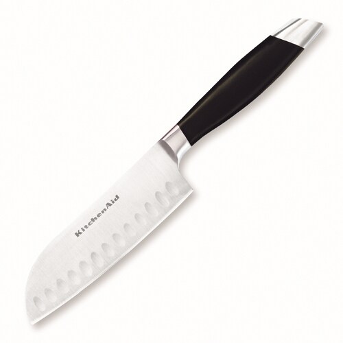 KitchenAid 5" Black/Stainless Steel Santoku Knife in the Kitchen Tools department at
