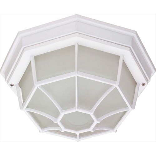 11.27in W White Outdoor Flush Mount Light in the Outdoor Flush Mount