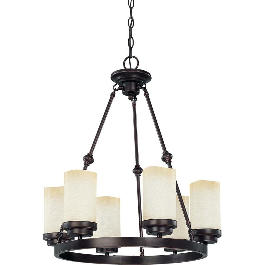 Lucern 6-Light Patina Bronze Transitional Tinted Glass Chandelier at ...