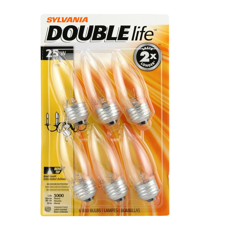 SYLVANIA 25-Watt Dimmable B10 Decorative Incandescent Light Bulbs (6 ...