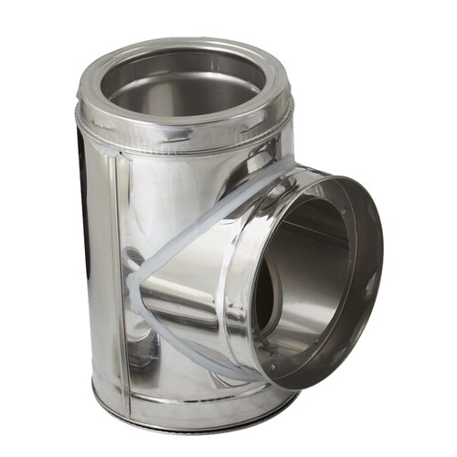 SuperVent 8in x 8in x 8in Stainless Steel Stove Pipe Tee in the Stove Pipe Fittings