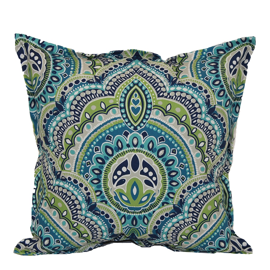 Shop Garden Treasures Global Medallion Blue Outdoor Decorative Pillow at Lowes.com