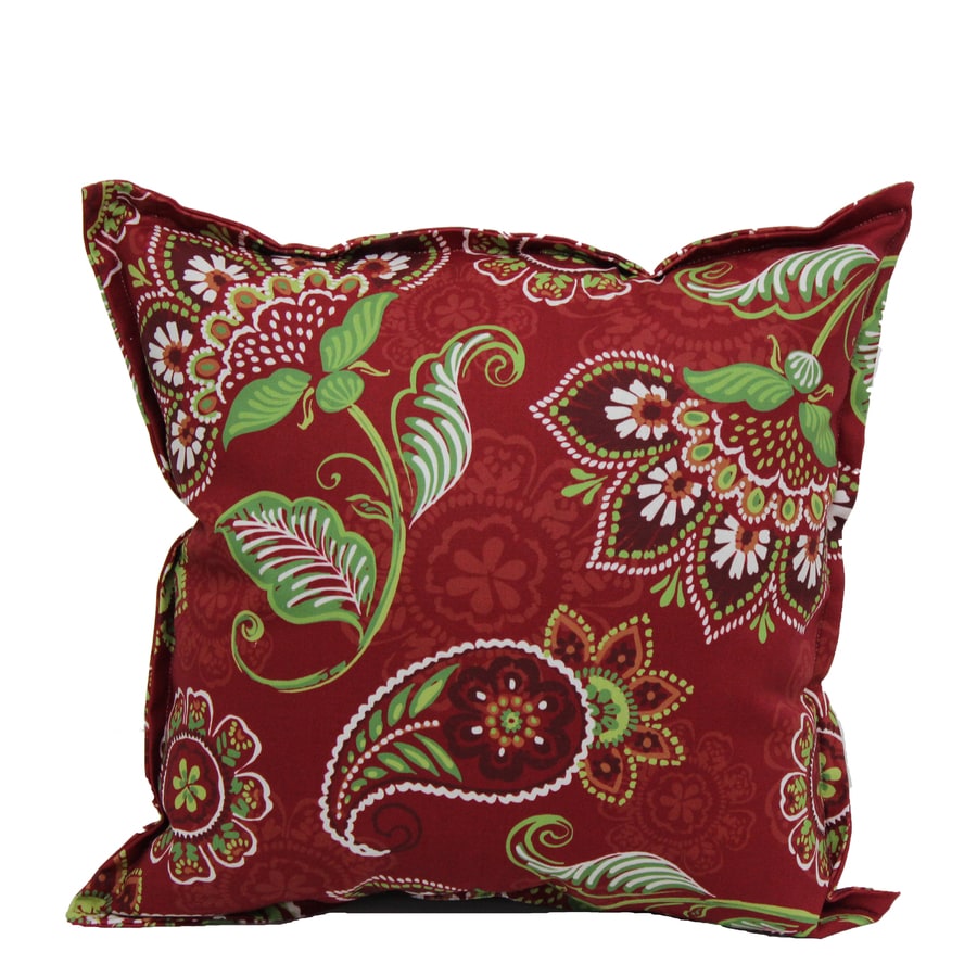 Garden Treasures Paisley Red Outdoor Decorative Pillow at