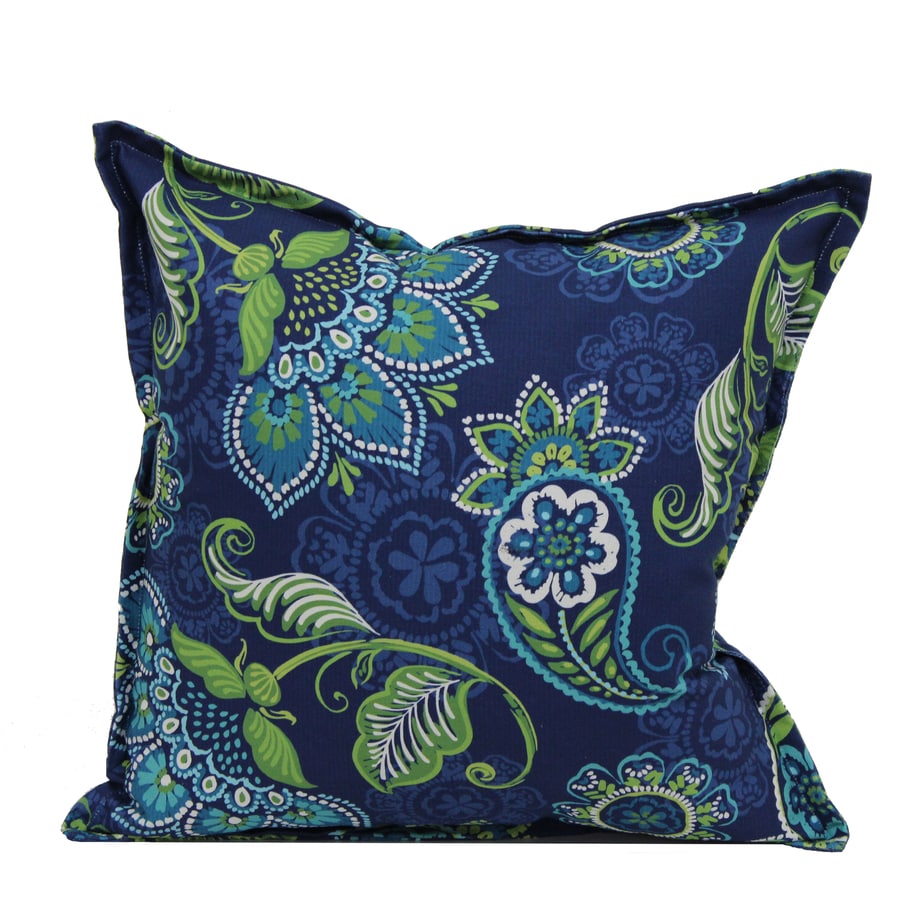 Garden Treasures Paisley Blue Outdoor Decorative Pillow At Lowes Com   047218211484 