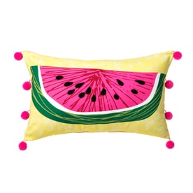 Graphic Print Yellow Rectangular Lumbar Pillow