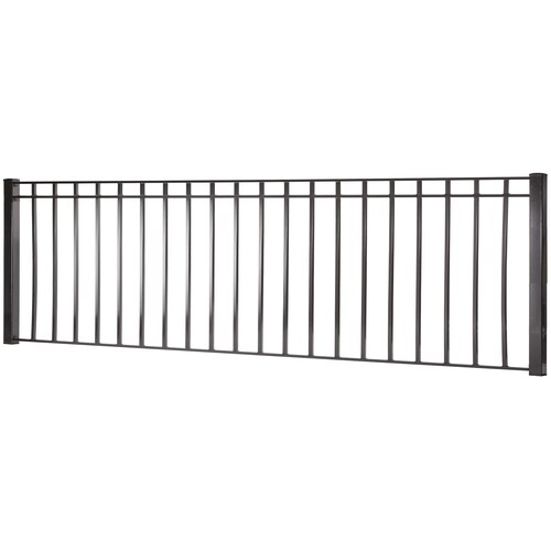 Monroe 3-ft H x 8-ft W Black Steel Flat-Top Decorative Fence Panel in ...