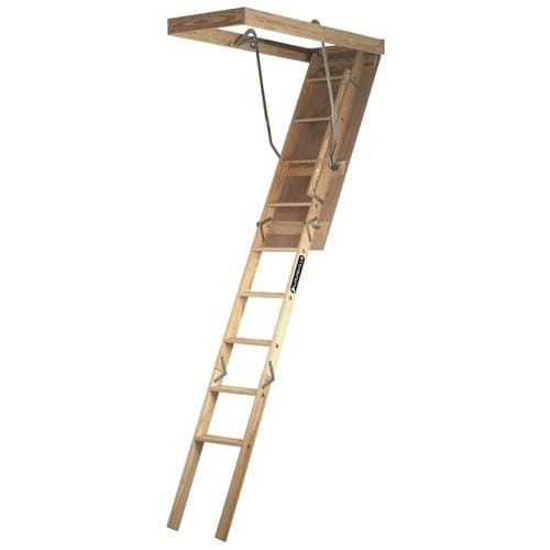 Louisville Premium 7ft to 8ft. (Rough Opening 25.5in x 54in) Folding Wood Attic Ladder with