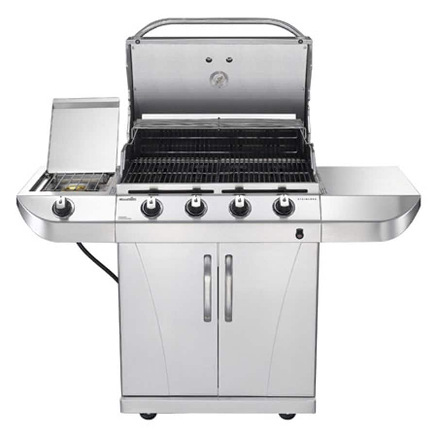 Char Broil Stainless 4 Burner Liquid Propane Gas Grill with 1 Side