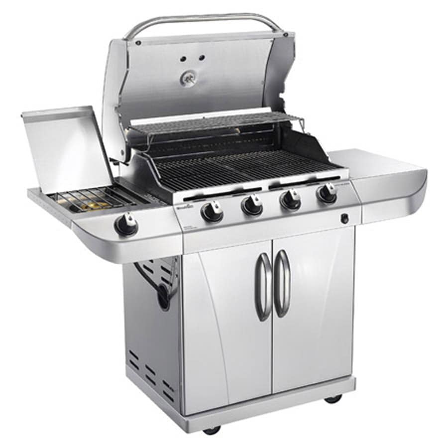 Char Broil Stainless 4 Burner Liquid Propane Gas Grill with 1 Side