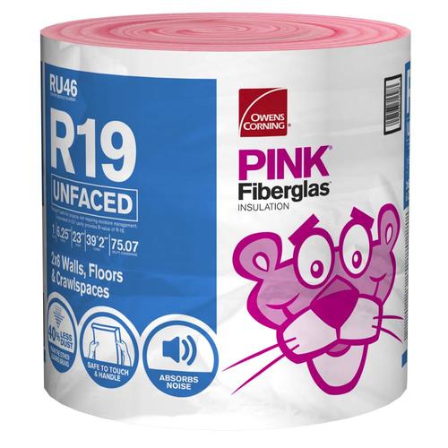 Owens Corning R 19 75.07sq ft Unfaced Fiberglass Roll Insulation with