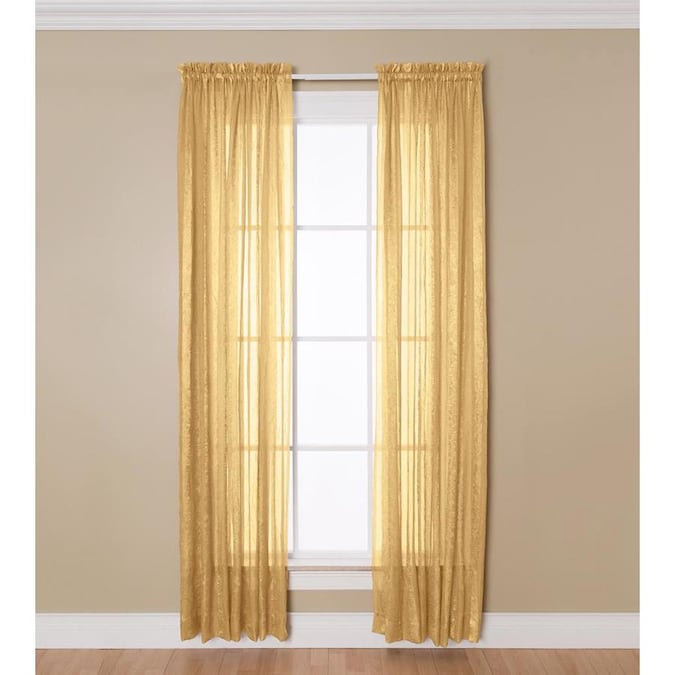 Allen Roth 63 In Gold Polyester Sheer Rod Pocket Single Curtain Panel The Curtains Ds Department At Com - How To Open And Close Rod Pocket Curtains