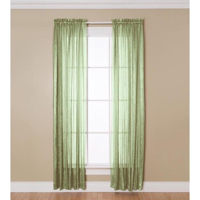 allen + roth Crystal 95 in Sage Panel 95in Sage Polyester Sheer Single Curtain Panel in the