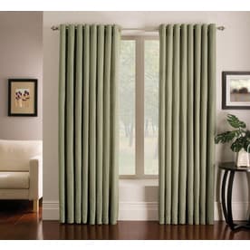 allen + roth Sullivan 84-in Green Polyester Grommet Light Filtering Single Curtain Panel