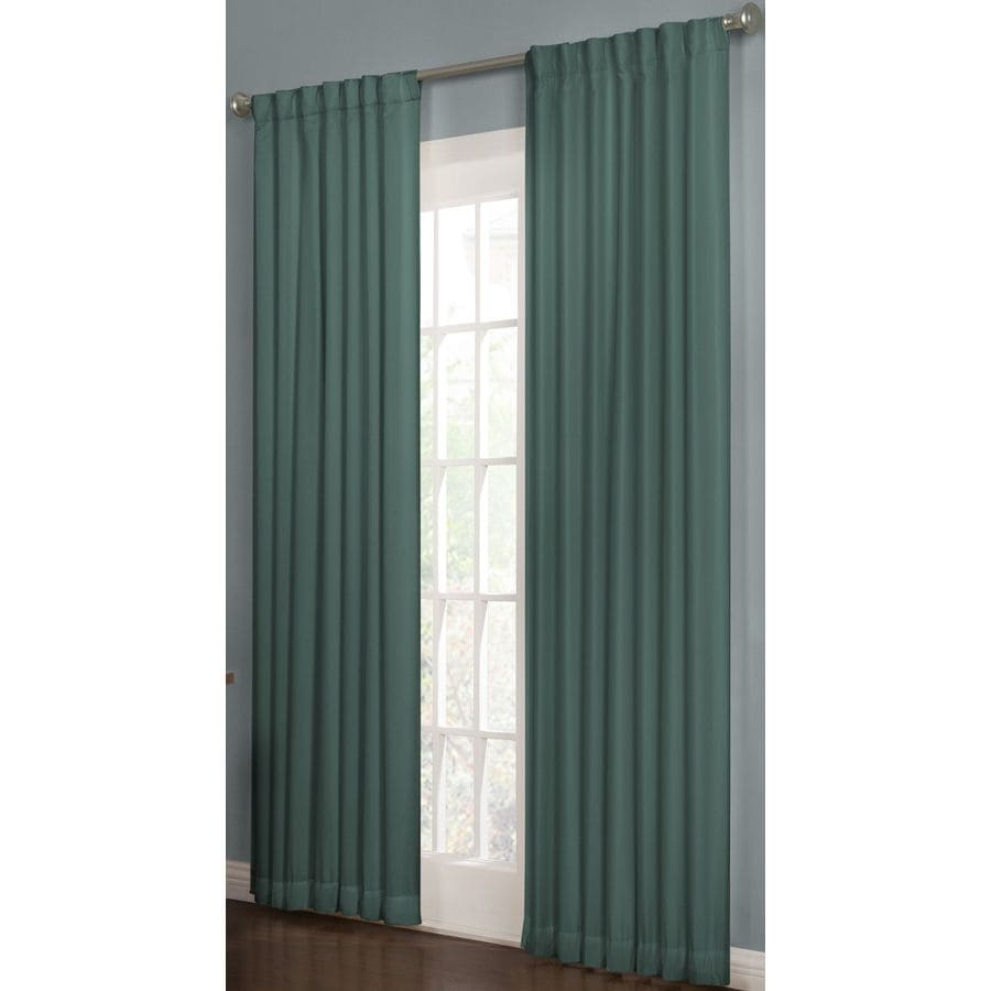 allen + roth Beeston 84-in Teal Polyester Room Darkening Interlined Single Curtain Panel