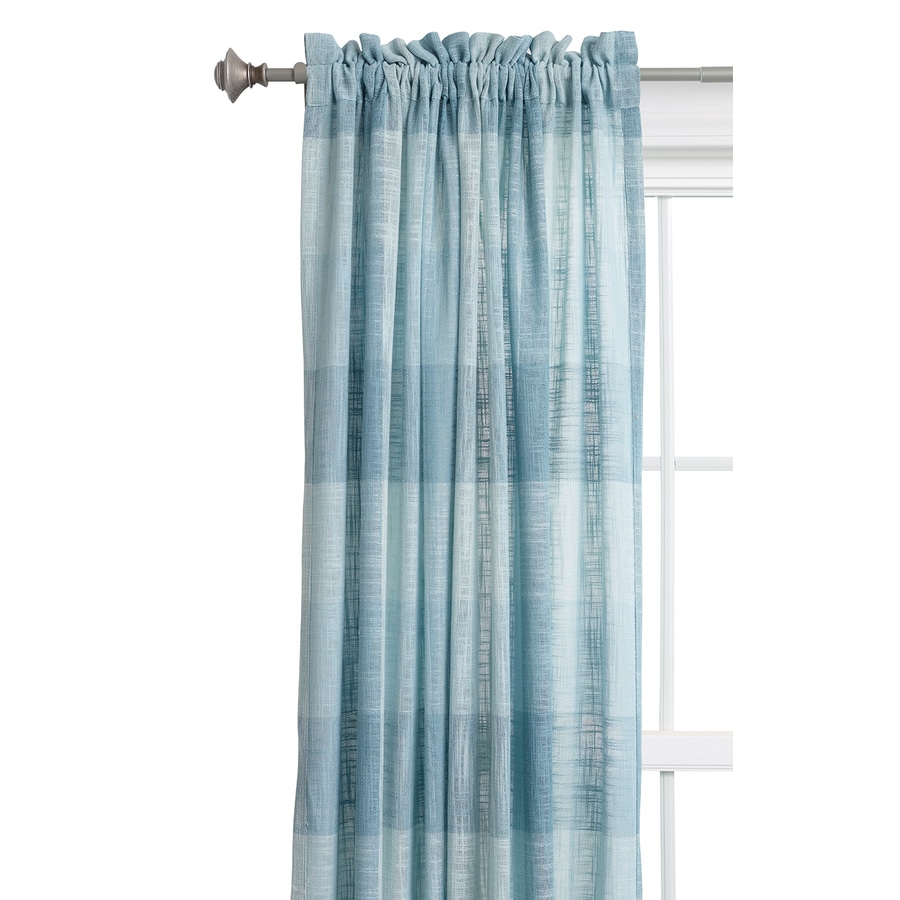 Shop Style Selections Kenna 84in Mineral Blue Polyester Rod Pocket Light Filtering Single 
