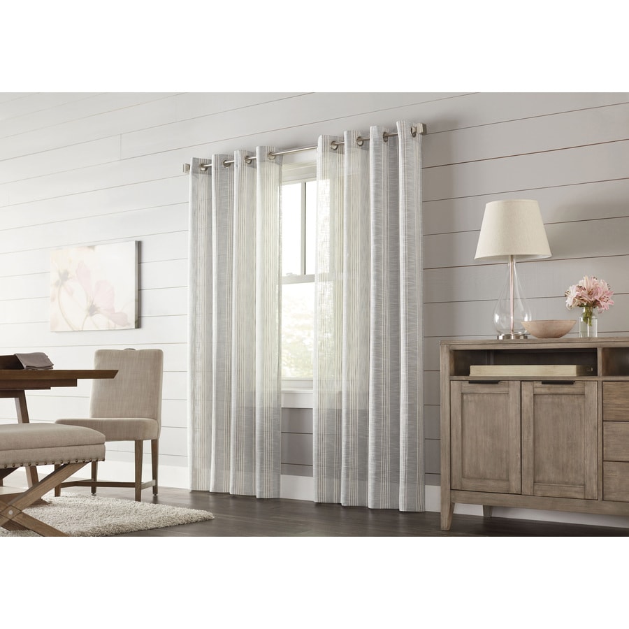 allen + roth X72710695ZBG Timblin 95-in Graphite Polyester Grommet Light Filtering Single Curtain Panel