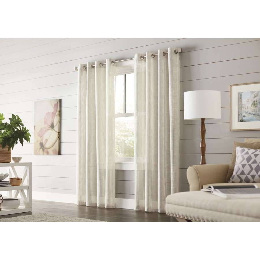 allen + roth X72741595ZBG Timblin 95-in Cobblestone Polyester Grommet Light Filtering Single Curtain Panel