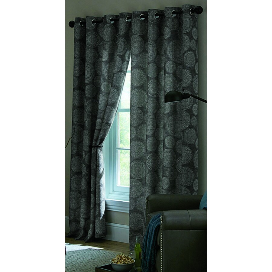 allen + roth X76713063ZBG Marina 63-in Gray Polyester Grommet Room Darkening Thermal Lined Single Curtain Panel