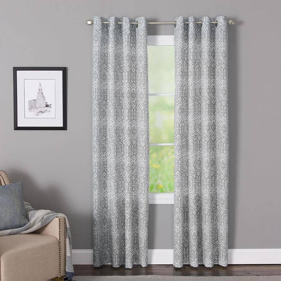 LIVING LOGIC X77307395ZBG LL Indy 50 in. x 95 in. Gray 95-in Gray Polyester Grommet Light Filtering Single Curtain Panel