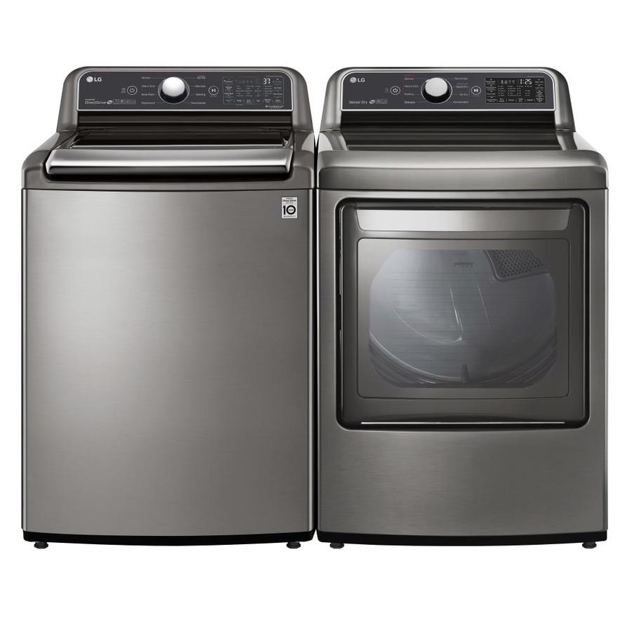 LG TurboWash 3D Smart Wi-Fi Enabled 4.8-cu ft Top-Load Washer (Graphite ...