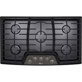 Lg Black Stainless Steel Cooktops At Lowes Lg 5 Burner Gas Cooktop Black Stainless Steel Actual 36