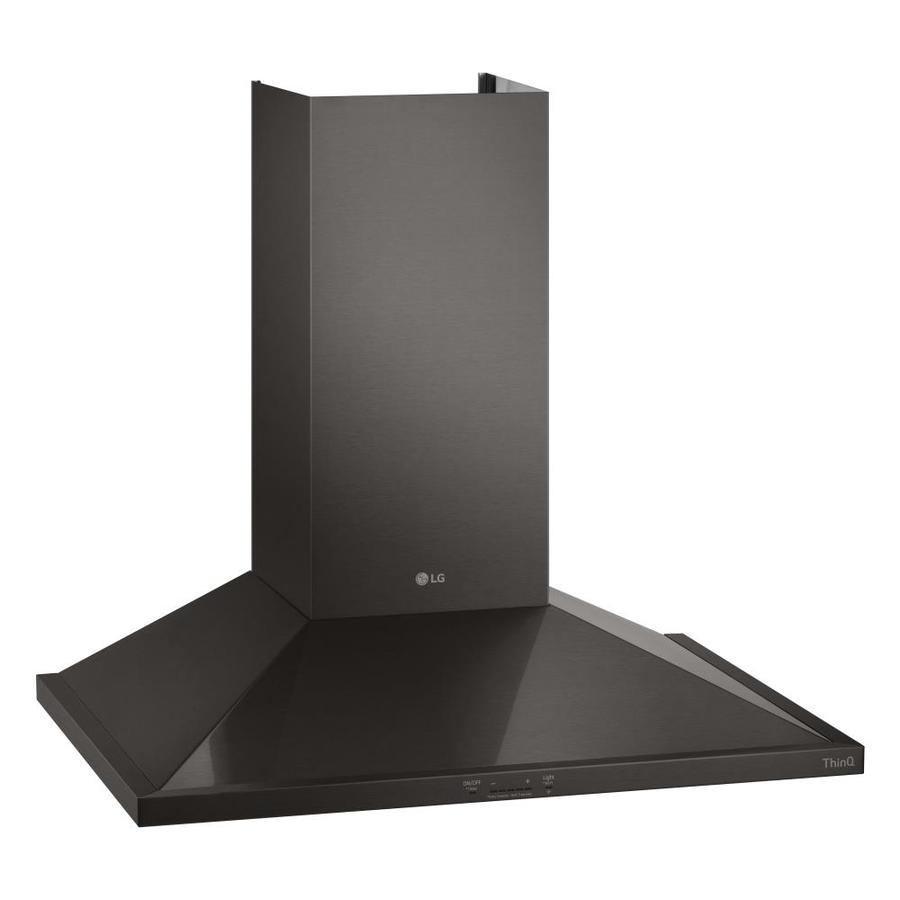 LG 36-in Ducted Black Stainless Steel Wall-Mounted Range Hood in the ...