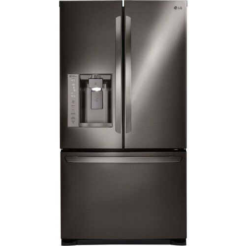 LG 26.8-cu ft French Door Refrigerator with Ice Maker (Black Stainless ...