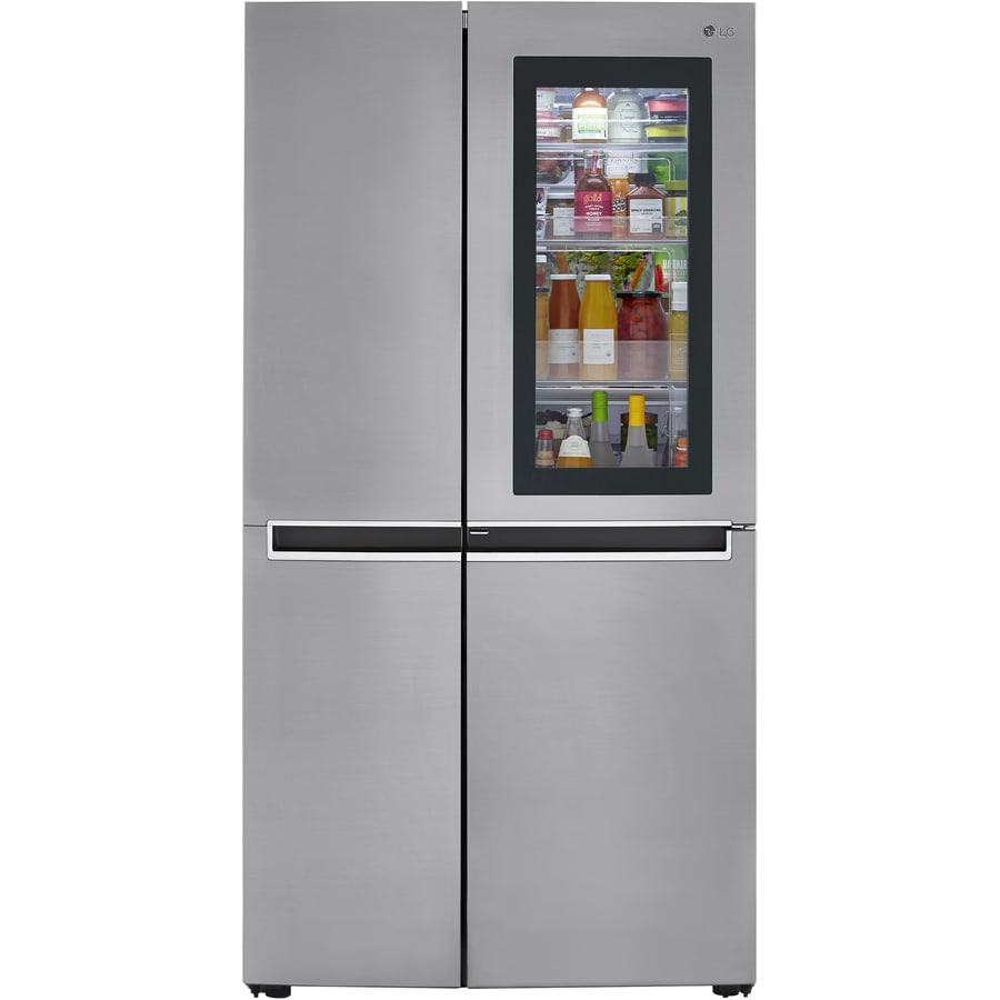 Lg Instaview 26 8 Cu Ft Side By Side Refrigerator With Ice Maker Platinum Silver In The Side By Side Refrigerators Department At Lowes Com