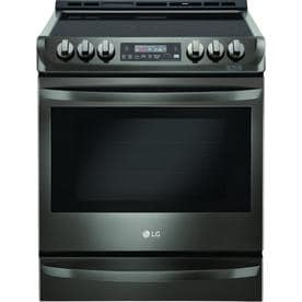 LG Easy Clean Smooth Surface 5-Element 6.3-cu ft Self-Cleaning True Convection Slide-in Electric Range (Fingerprint-Resistant Black Stainless) (Common: 30-in; Actual: 29.9375-in)