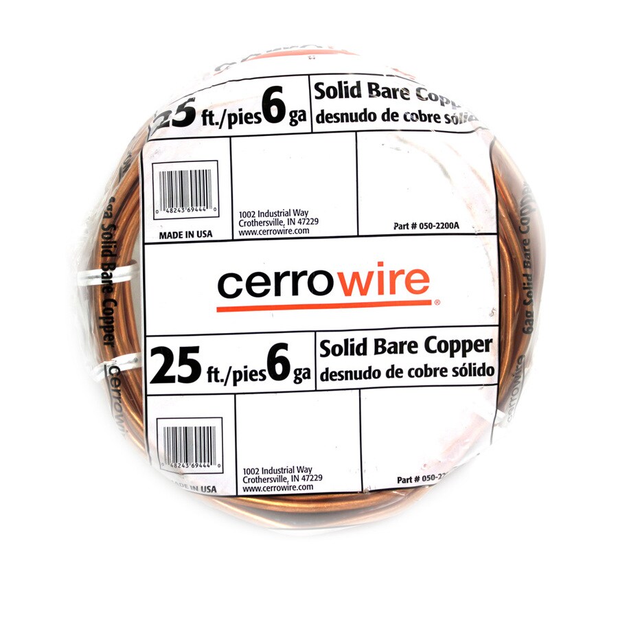 Cerro Wire 25' 6-Gauge Solid Copper Wire at Lowes.com