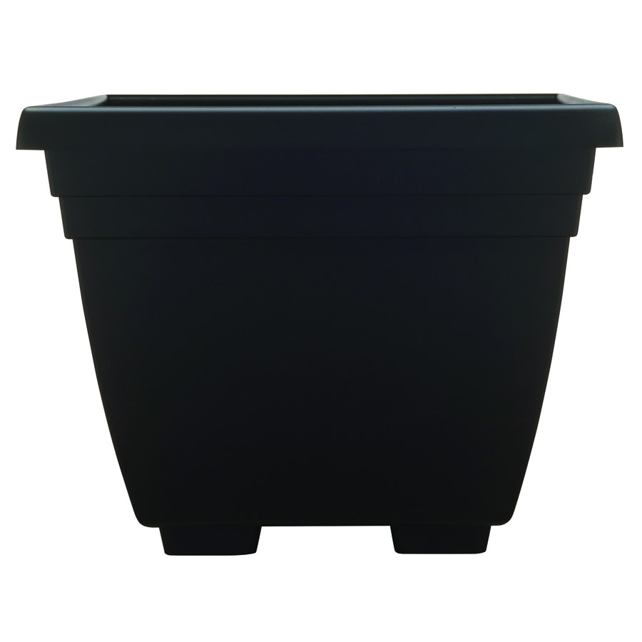 Garden Treasures SP1412BK Square 13.875-in W Large Black Plastic Outdoor Planter