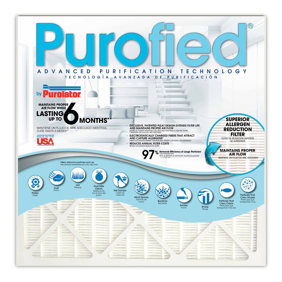 Purolator 5037882026 14-in W x 20-in L x 1-in MERV 12 Electrostatic Pleated Air Filter