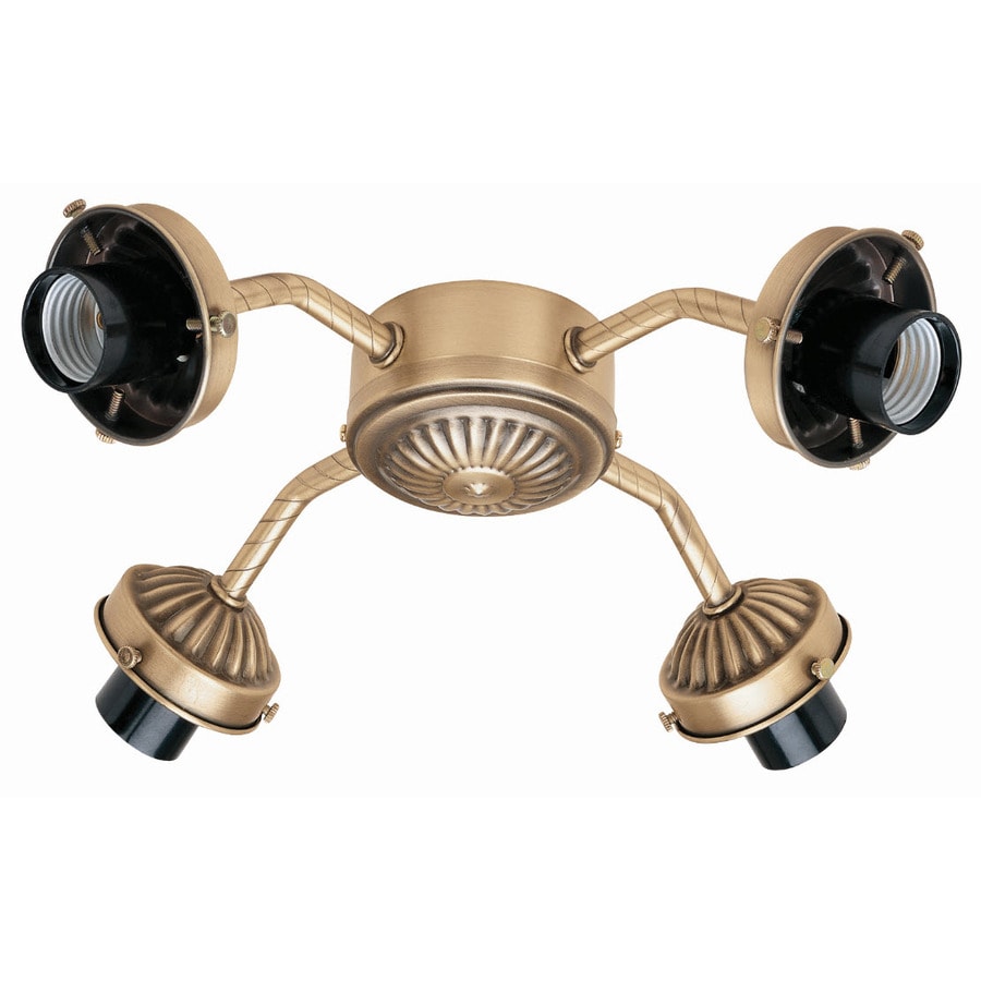 Hunter 4 Light Antique Brass Incandescent Ceiling Fan Light Kit At