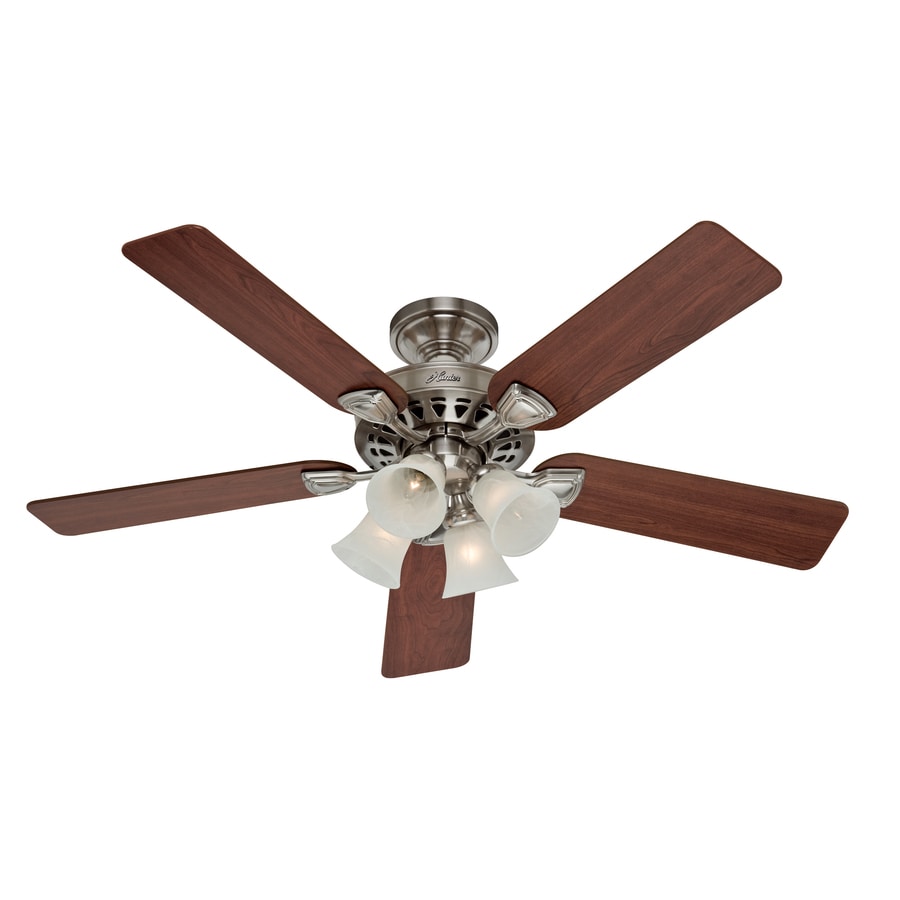 52-in Brushed Nickel with Dark Cherry/Maple Blades Downrod or Flush Mount With Light 5 -Blade