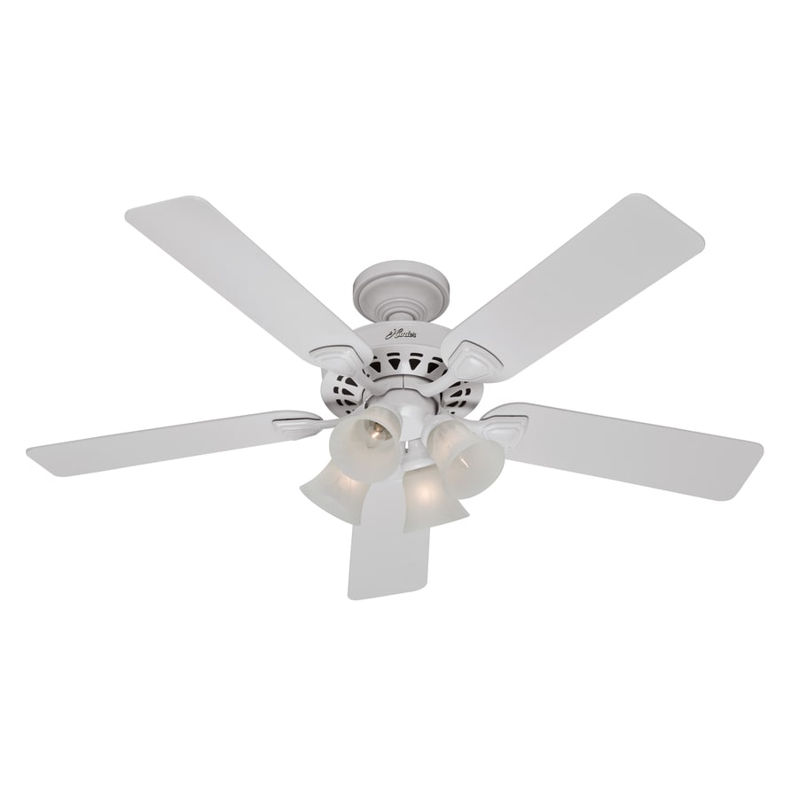 Hunter 52 In 5 Minute White Ceiling Fan With Light Kit At Lowes Com