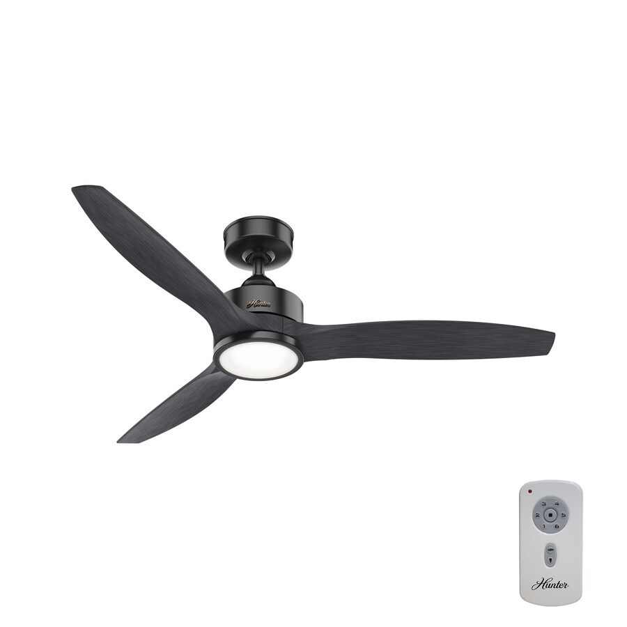 Hunter Park View 52 In Matte Black Led Indoor Outdoor Ceiling Fan With Light And Remote 3 Blade In The Ceiling Fans Department At Lowes Com