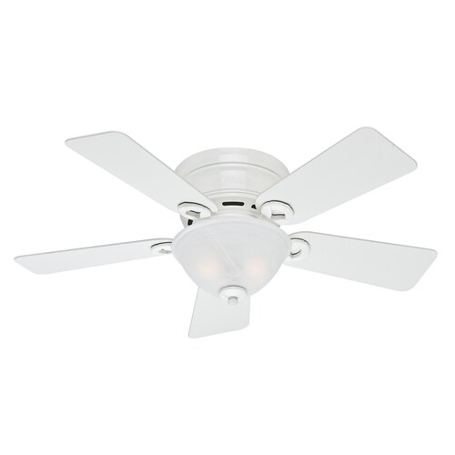 Conroy Led 42 In Satin White Led Indoor Flush Mount Ceiling Fan With Light Kit 5 Blade