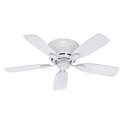 Low Profile Iv 42 In White Indoor Flush Mount Ceiling Fan 5 Blade