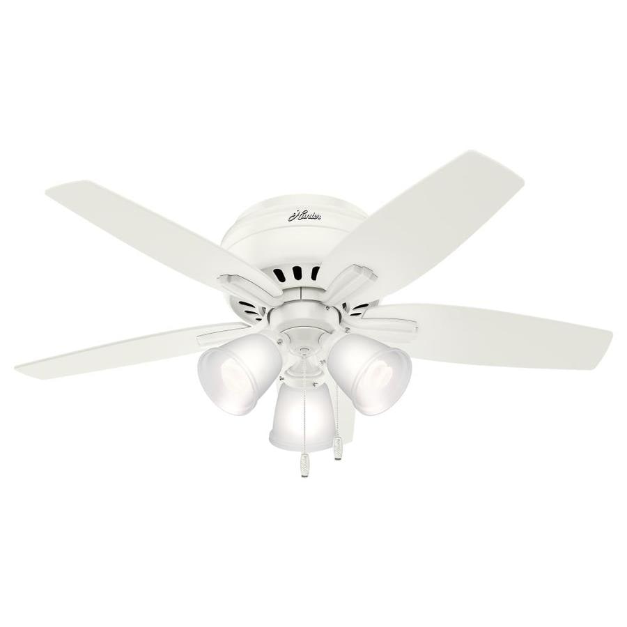 Hunter Newsome Led 42 In Fresh White Led Indoor Flush Mount Ceiling Fan With Light 5 Blade In The Ceiling Fans Department At Lowes Com