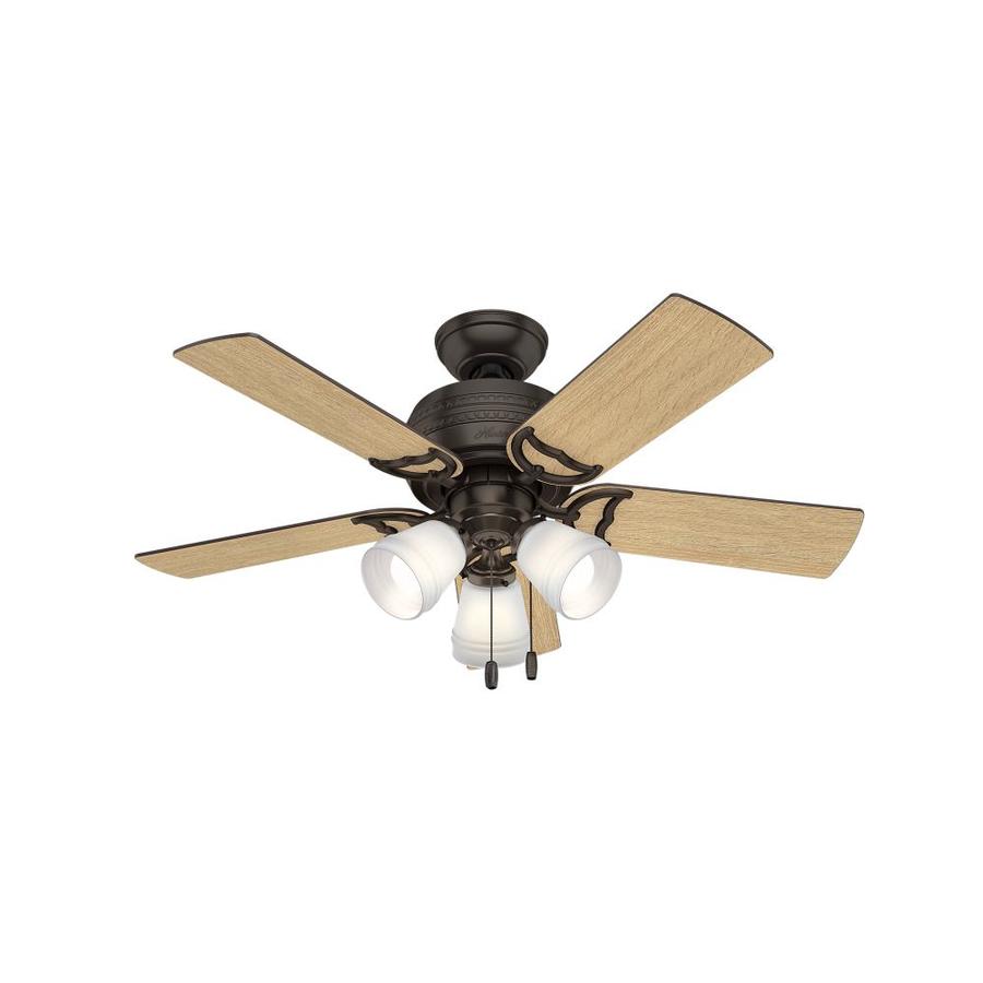 Hunter Prim 42 In Satin Bronze Led Indoor Ceiling Fan With Light