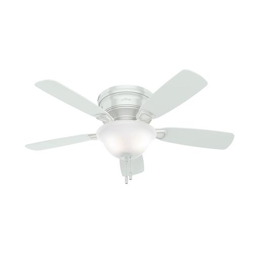 Low Profile Led 48 In Satin White Led Indoor Flush Mount Ceiling Fan With Light Kit 5 Blade